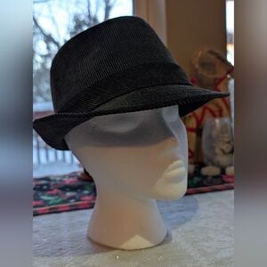 Elegant Black Corduroy Fedora Hat